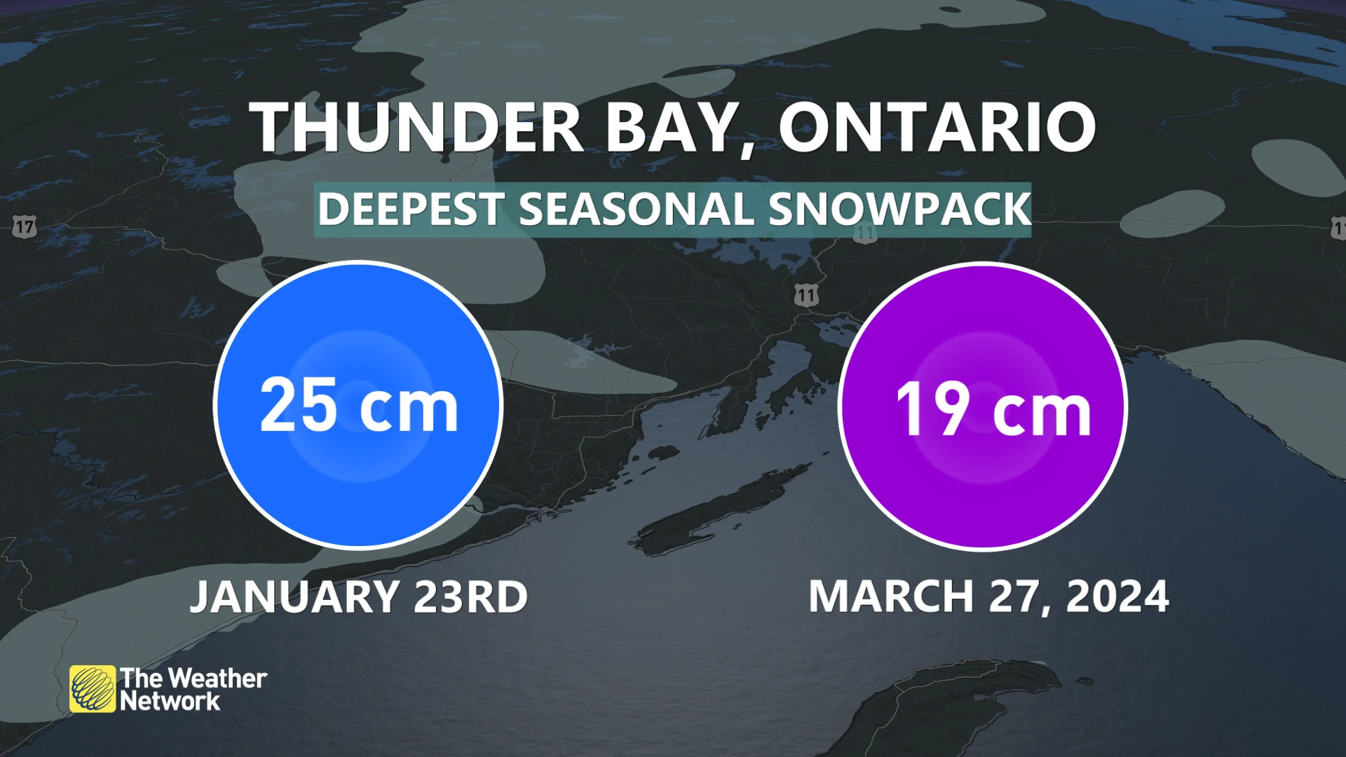 Thunder Bay - Snowfall totals. March 28 2024