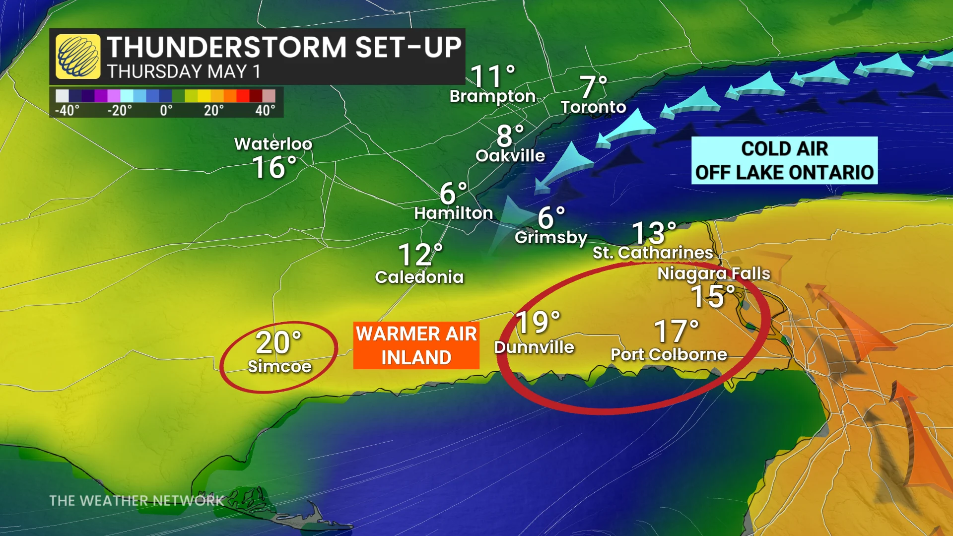 Southern Ontario thunderstorm setup Thursday, May 1