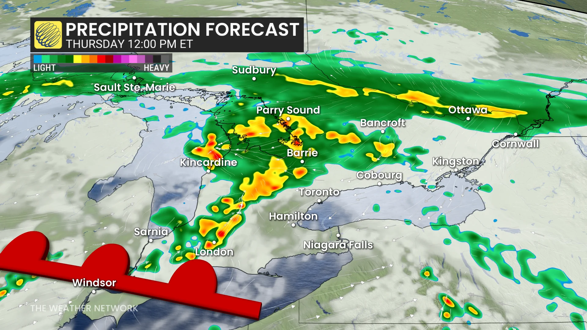 Baron - Ontario precipitation Thursday - June25