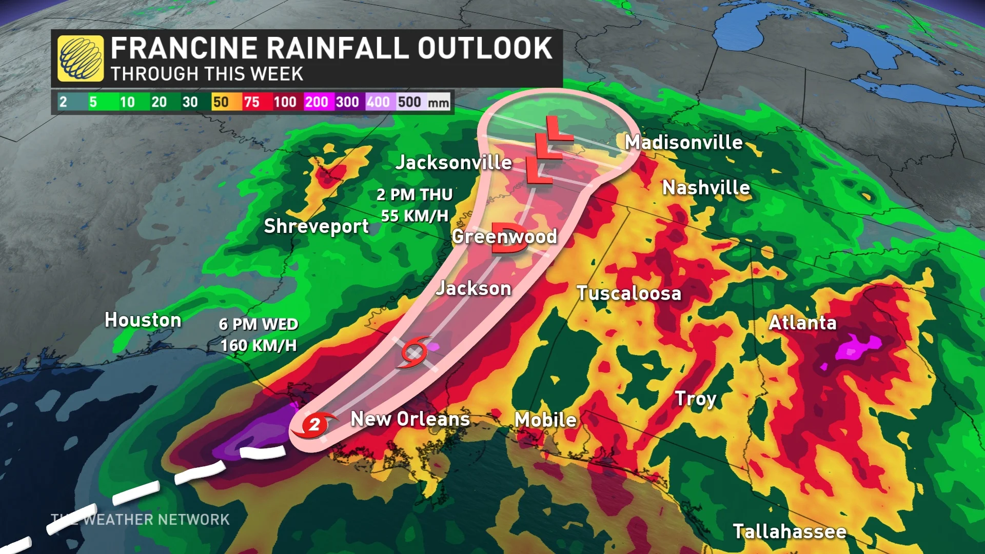 Francine rainfall and track Sept. 11