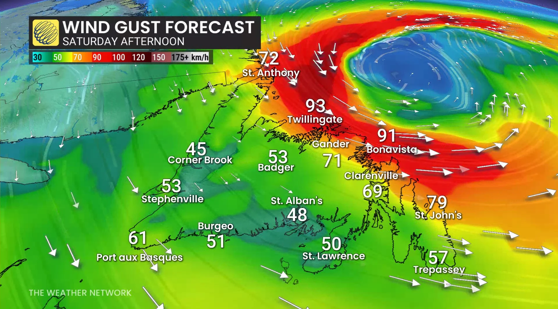 Baron - Newfoundland winds Saturday - Sept 17