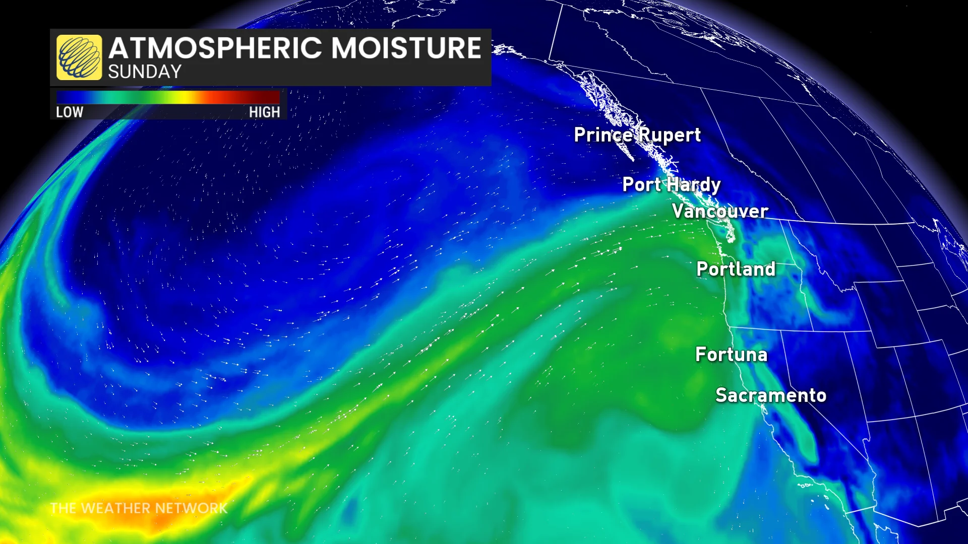 Atmospheric river/moisture B.C. Sunday