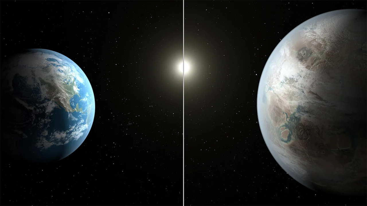 Kepler 452b artist concept comparison with earth