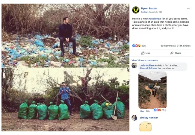 FACEBOOK trashchallenge byron romain