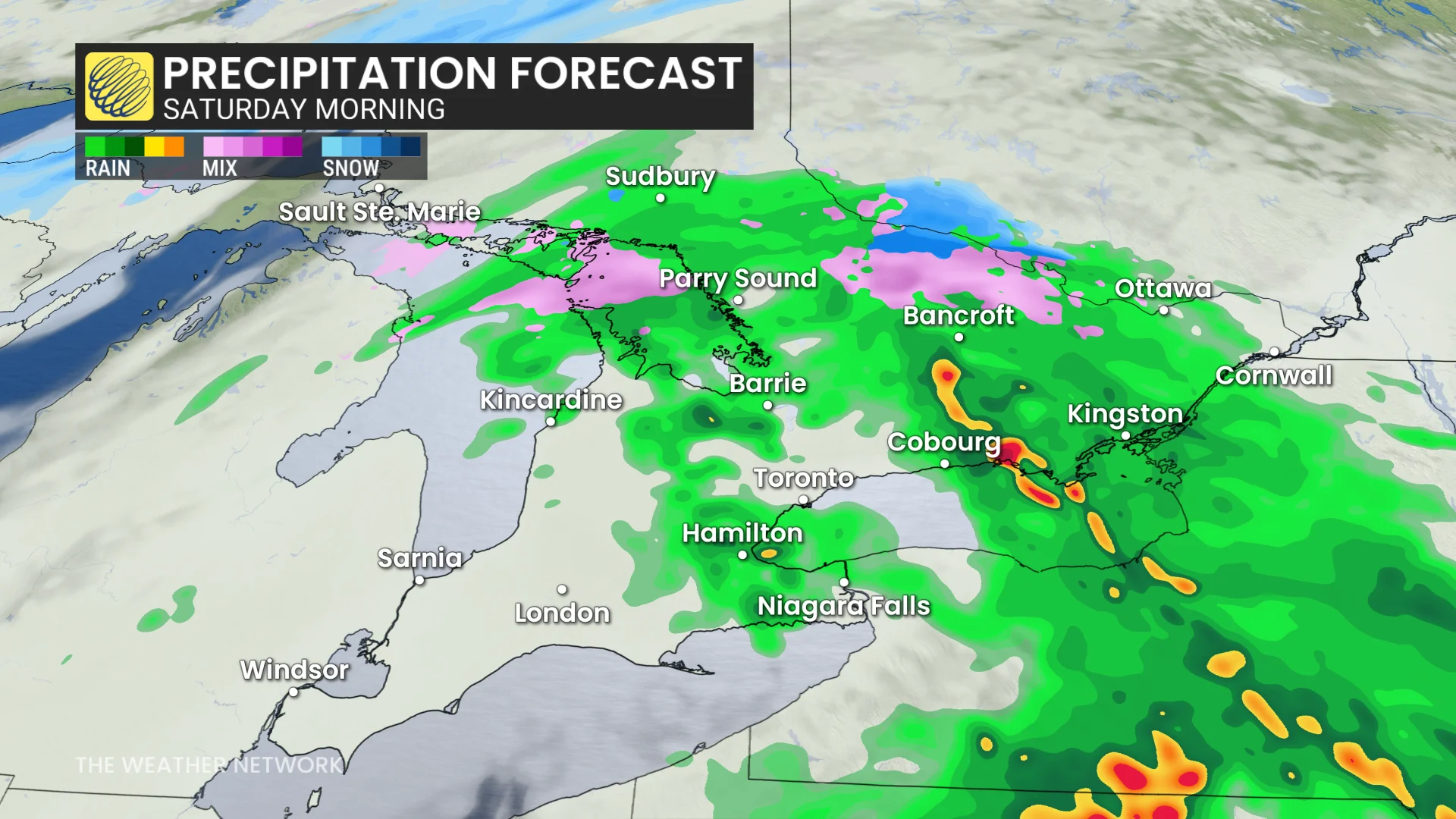 Ontario Saturday morning precipitation forecast