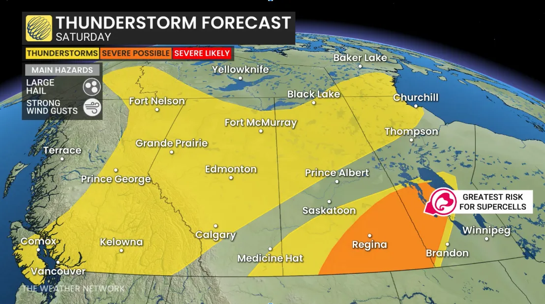 Baron - Saturday thunderstorm risk Prairies - June 5