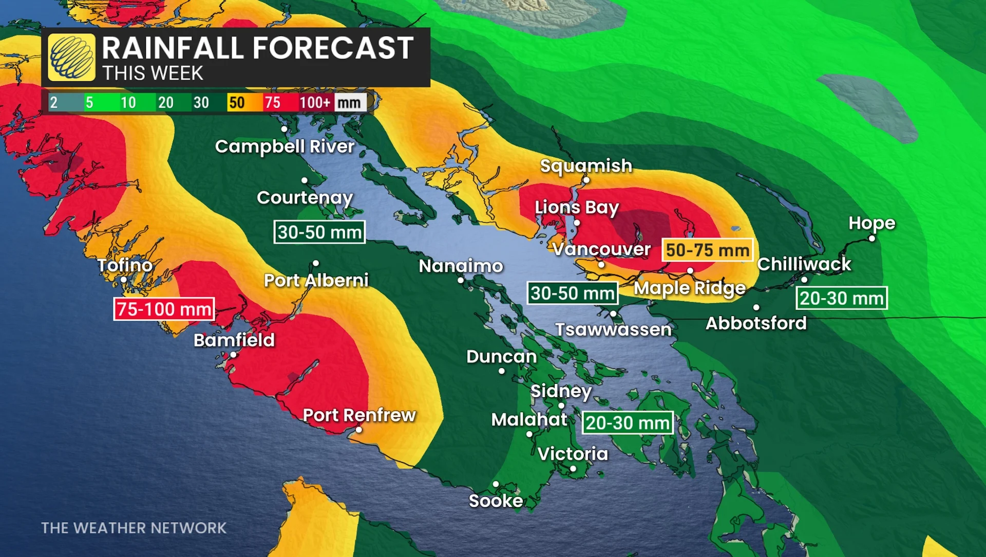 B.C. rainfall forecast this week