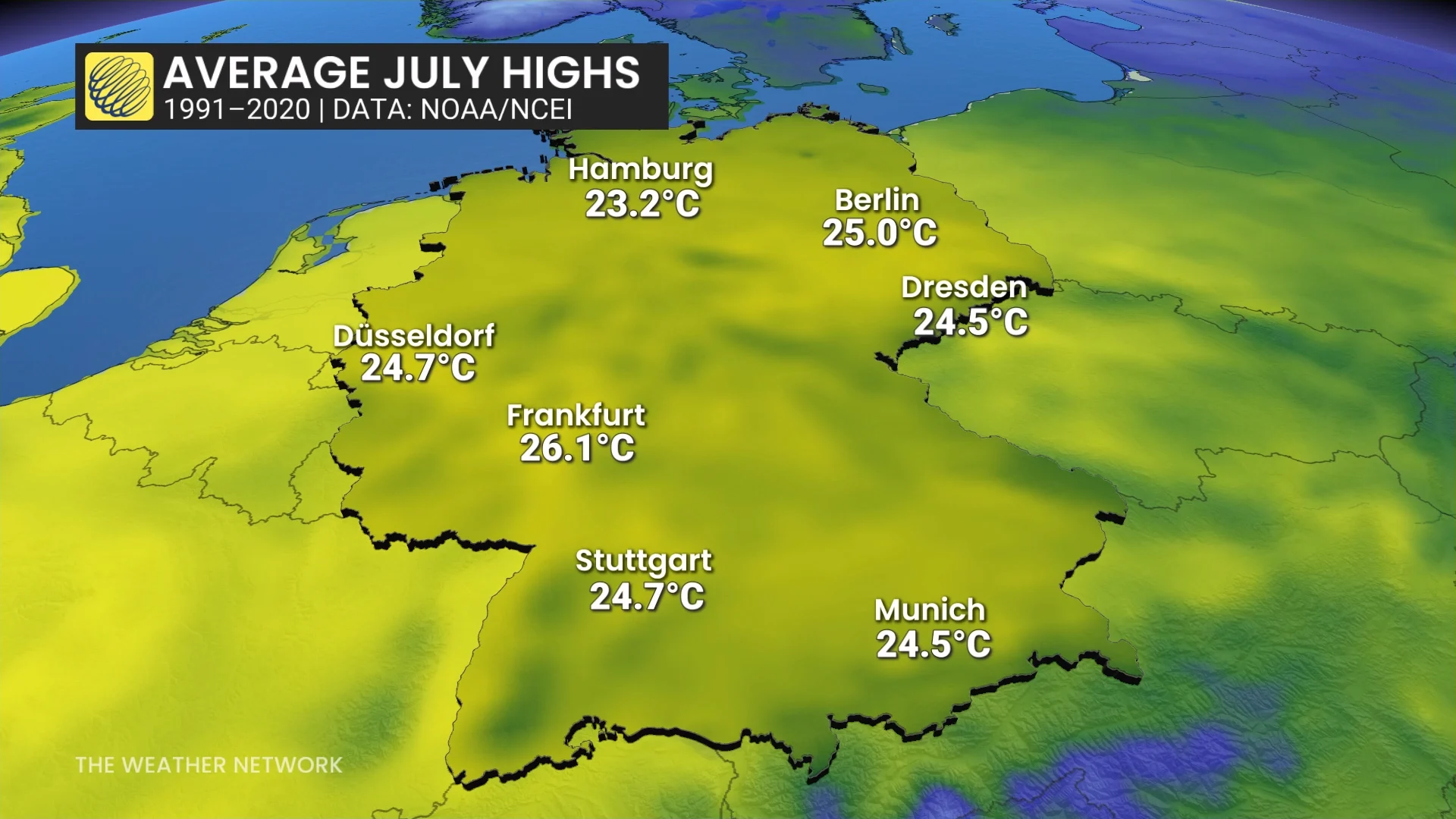 Germany Average July High Temperatures