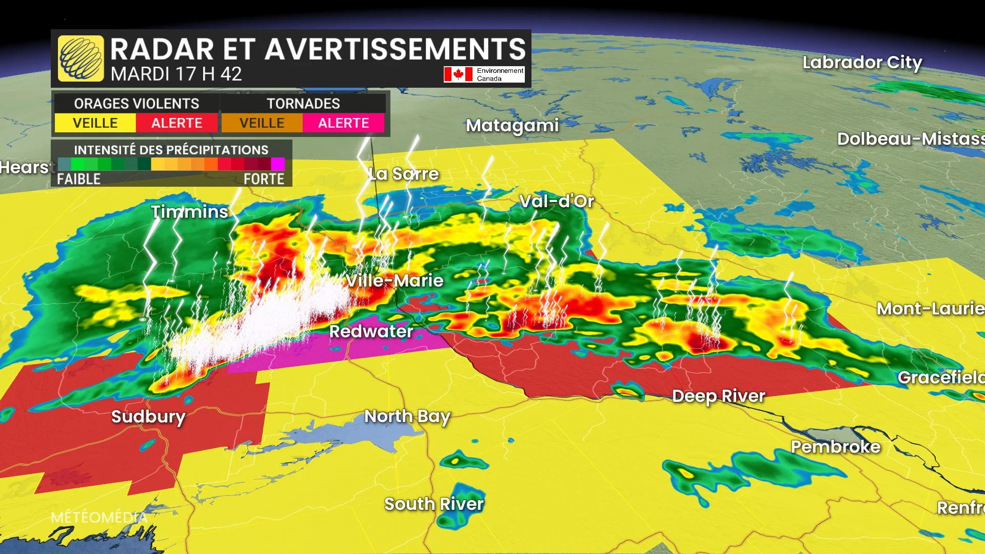 Risques d'orages violents : alerte de tornade aux portes du Québec