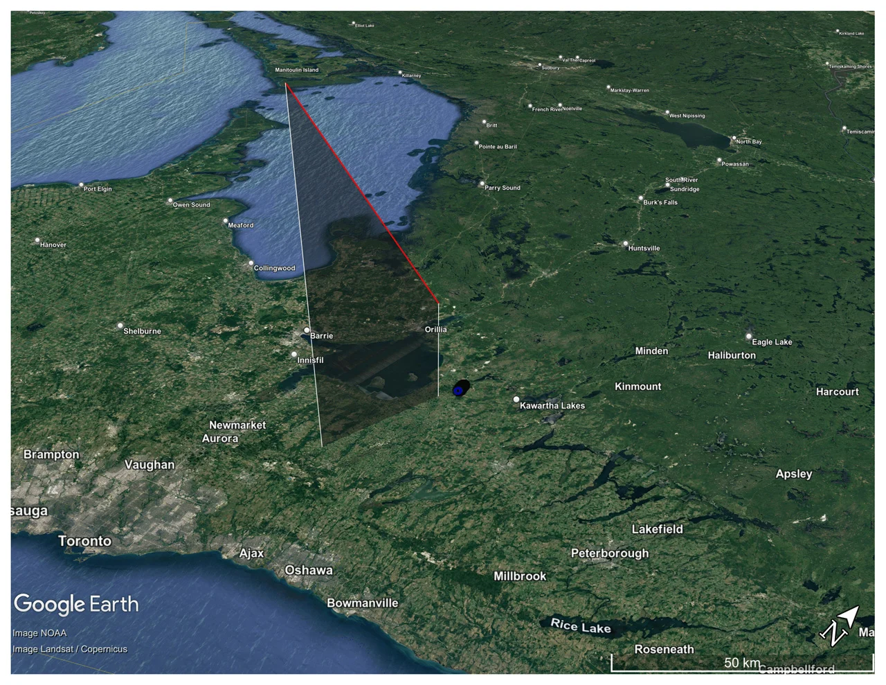 Fireball-Meteor-trajectory-April182022-WesternScience-GlobalMeteorNetwork