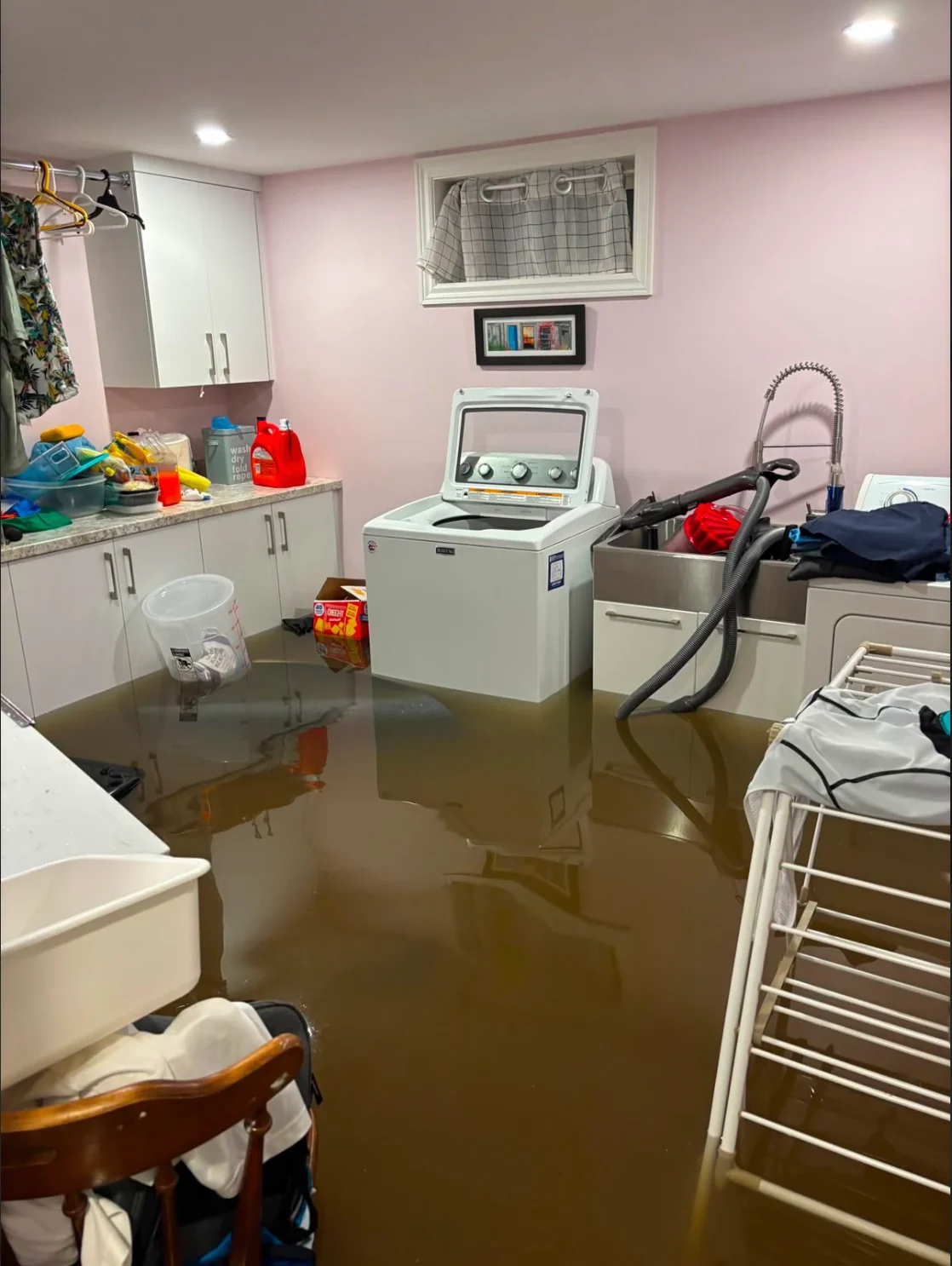 Provided: Flooding in St. Catharines from July 28, 2026. This is from Anika's friend's parent's basement. Flooding, rain, basement damage. Courtesy Suzanne and Brian MacIsaac