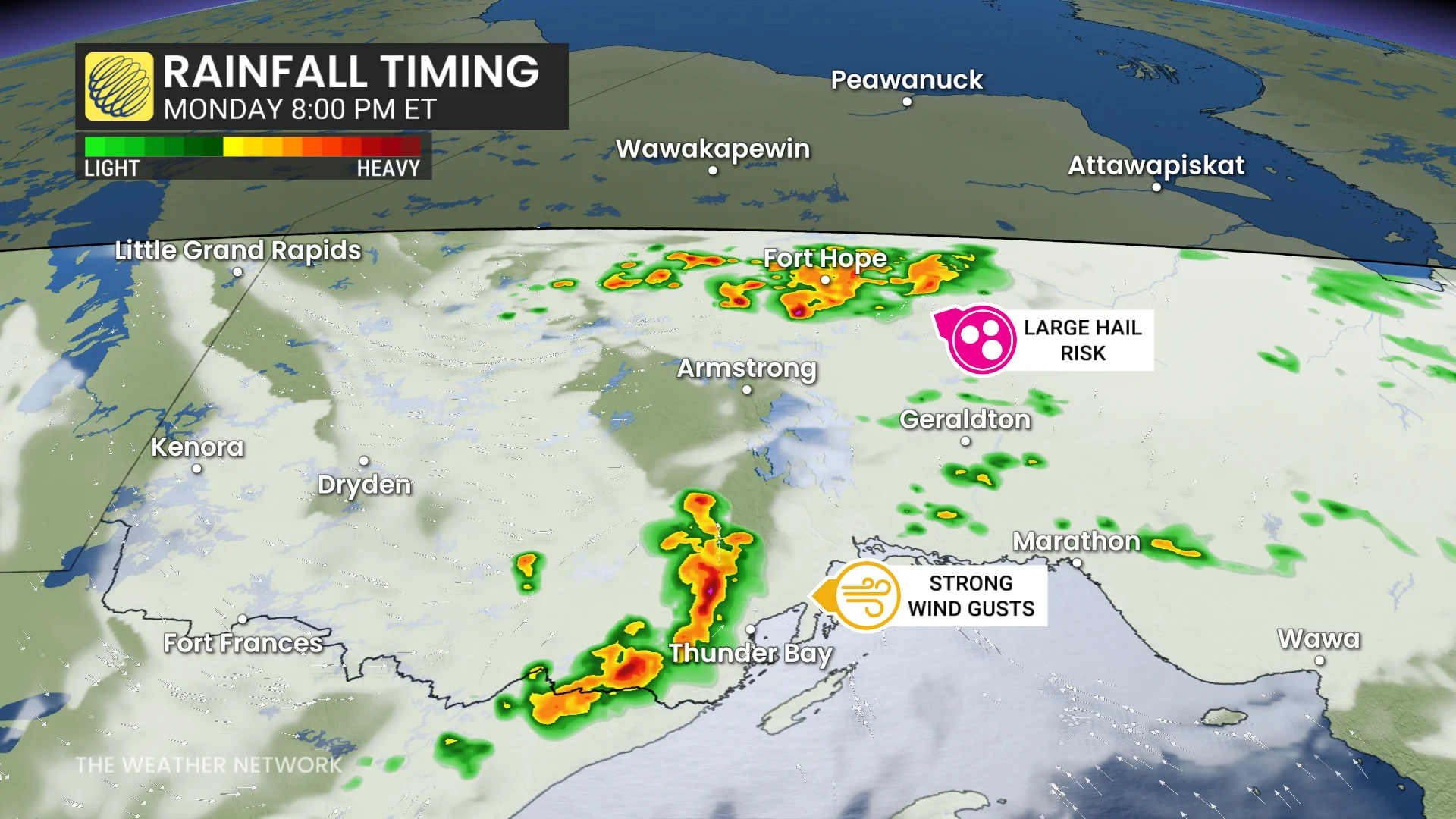 Northwestern Ontario Monday evening forecast storms - May 25, 2026