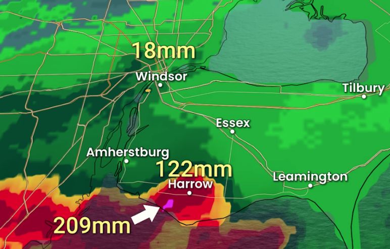 Harrow, Colchester experiencing flooding after heavy, quick rainfall