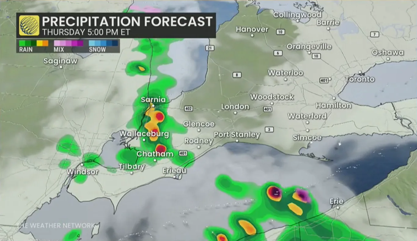 Ontario precipitation forecast Thursday 5pm