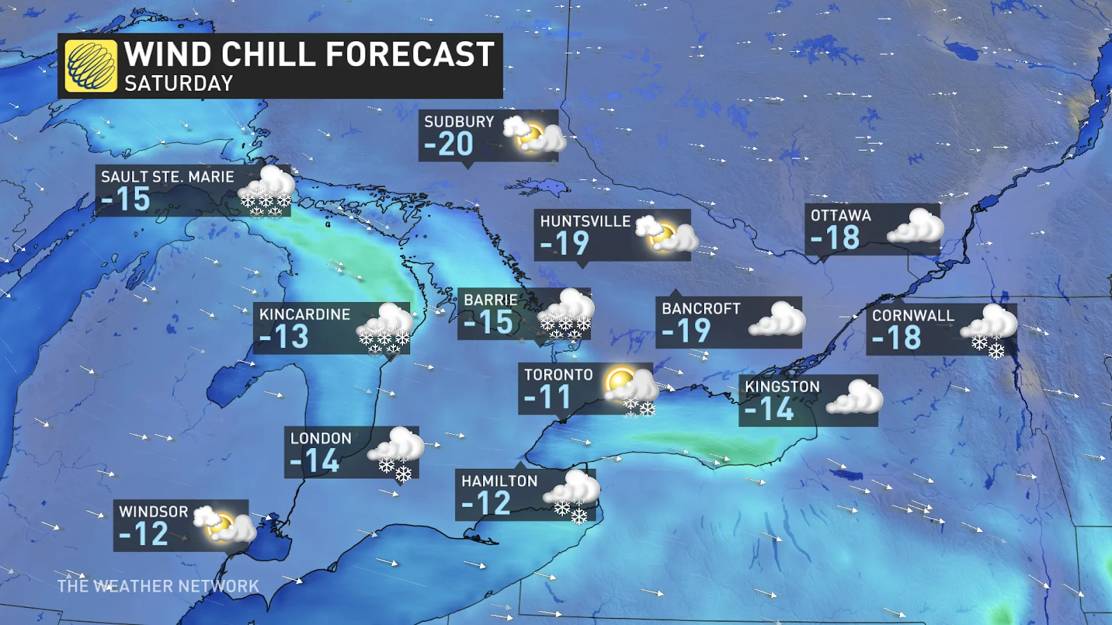 southern ontario wind chill forecast saturday