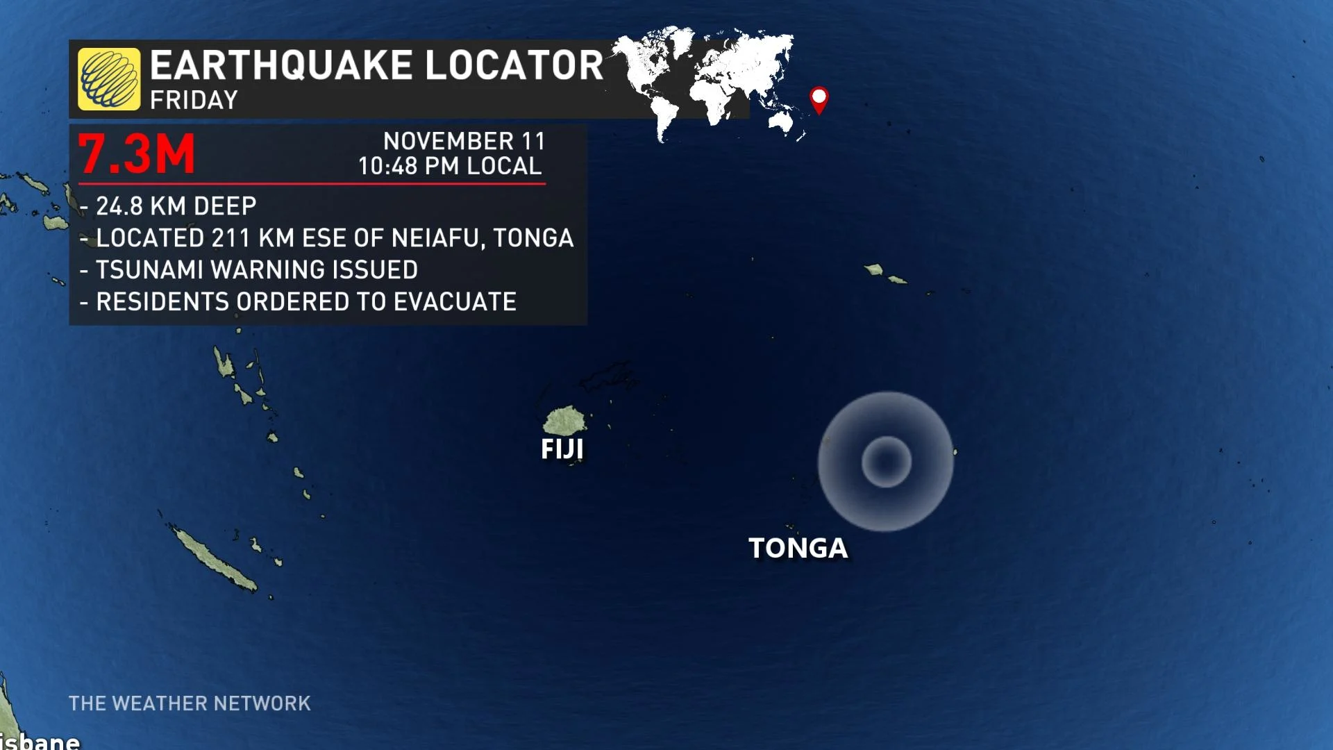 Tonga earthquake - Nov. 11, 2022