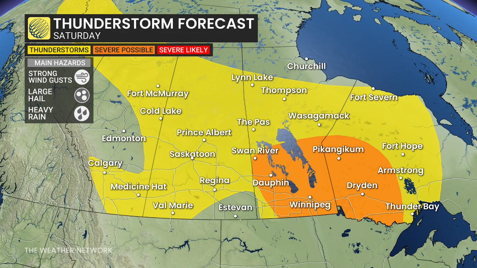 Prairies thunderstorm forecast Saturday