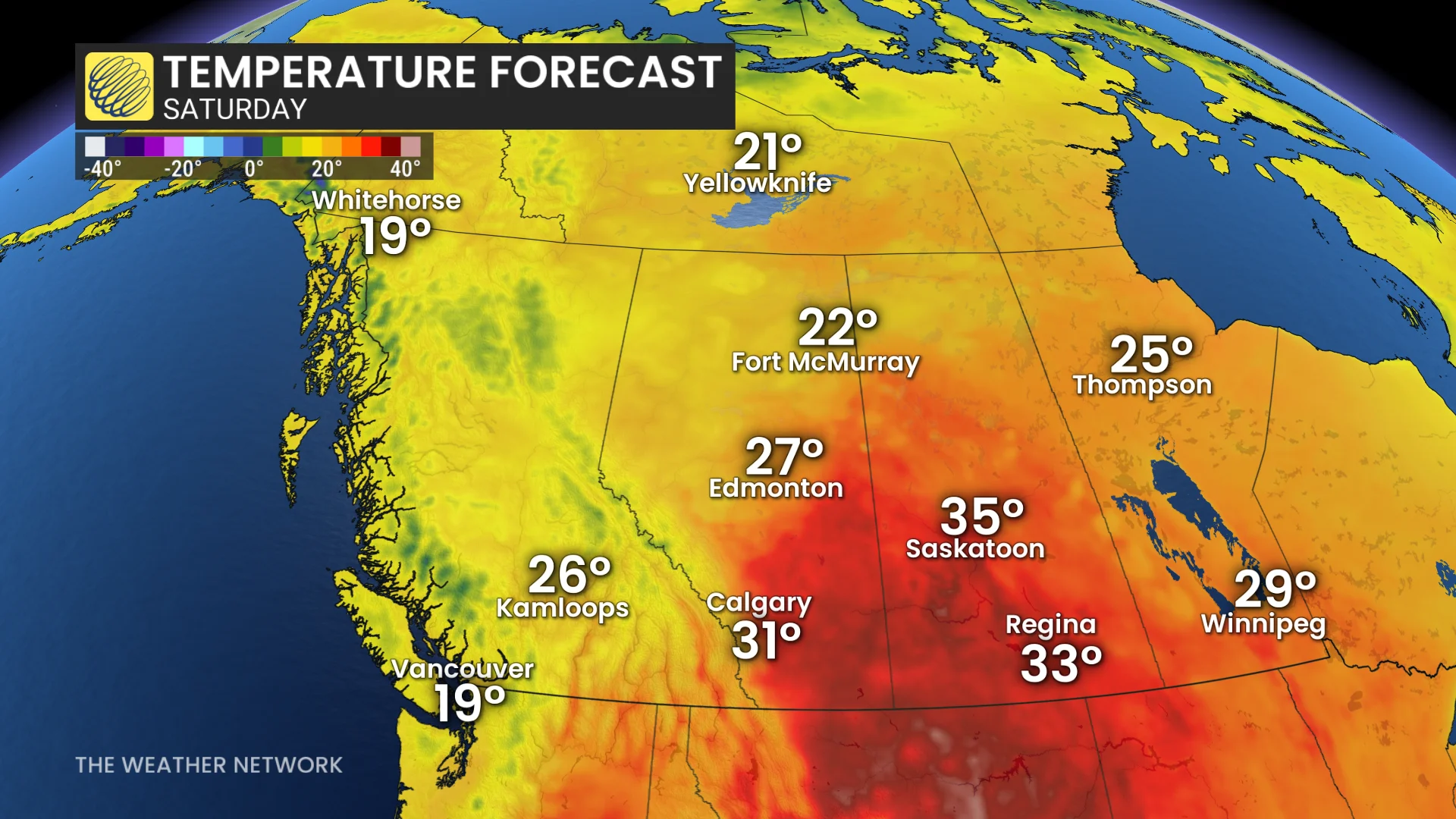 Western Canada Saturday temperature forecast