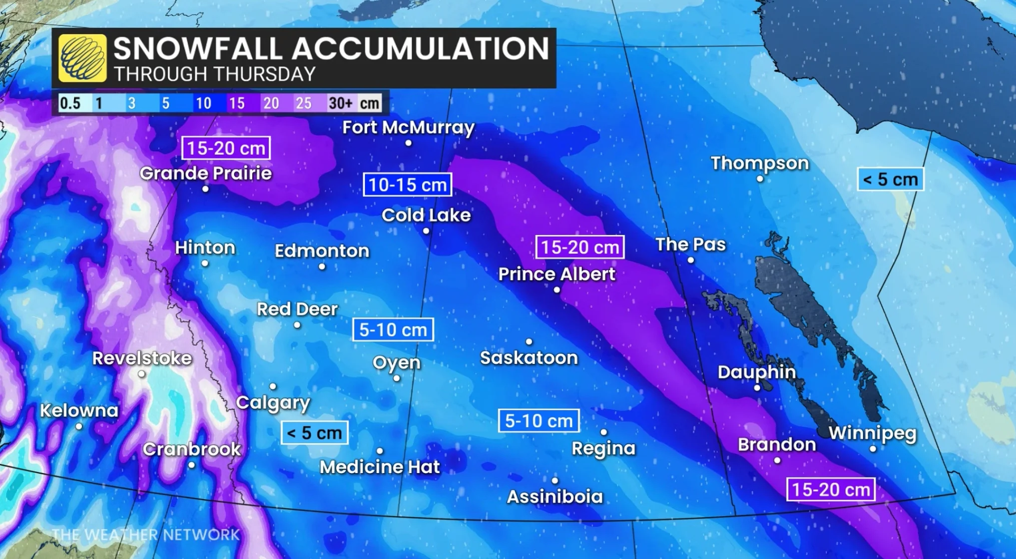 Tue, Dec. 9: Prairies snowfall forecast