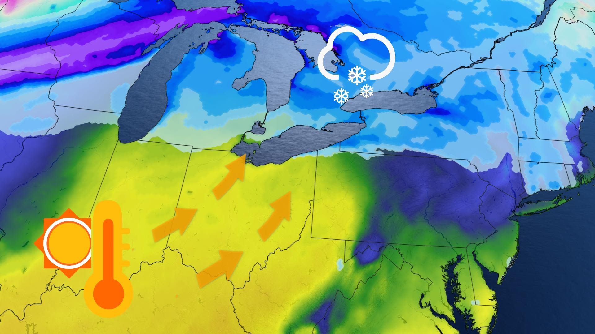 Additional snow hits Ontario with lake-enhancement, major warm up on ...