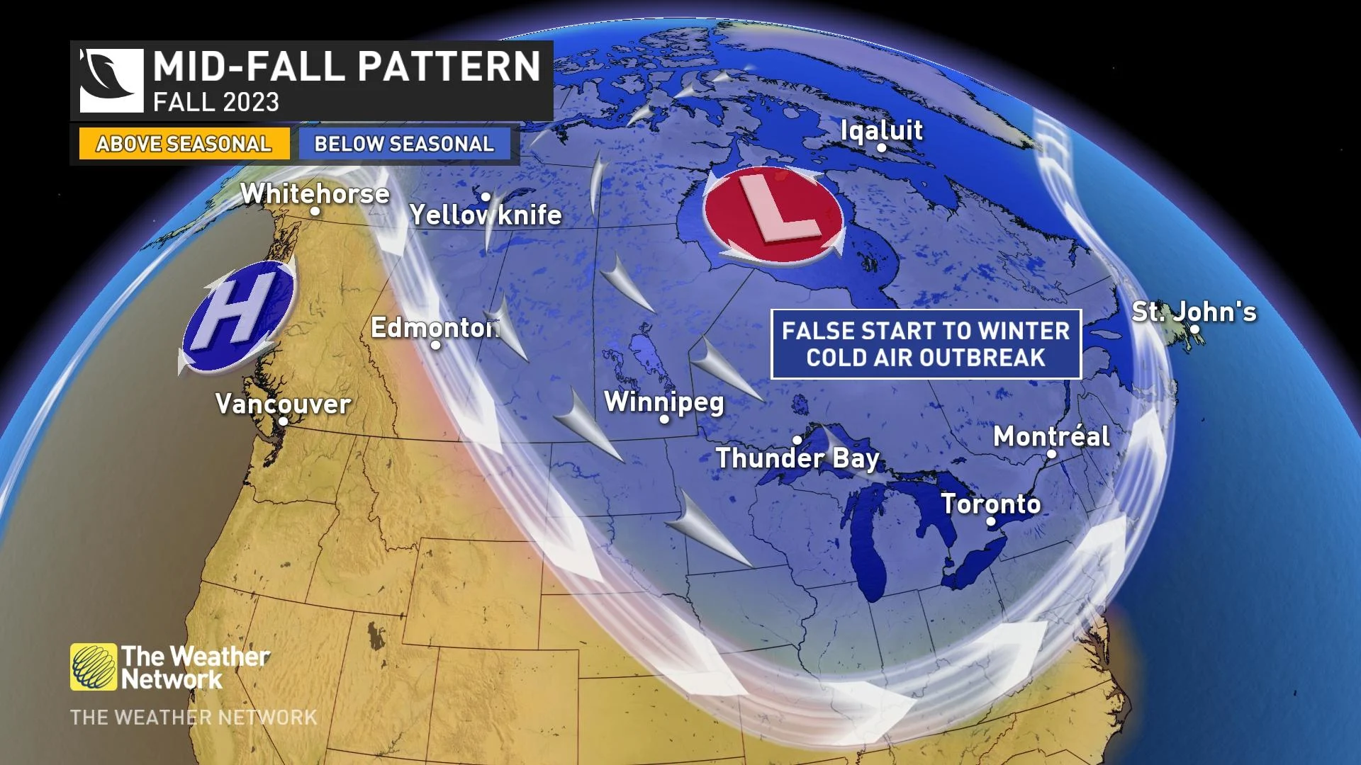 Mid-fall pattern for Canada in 2023/The Weather Network