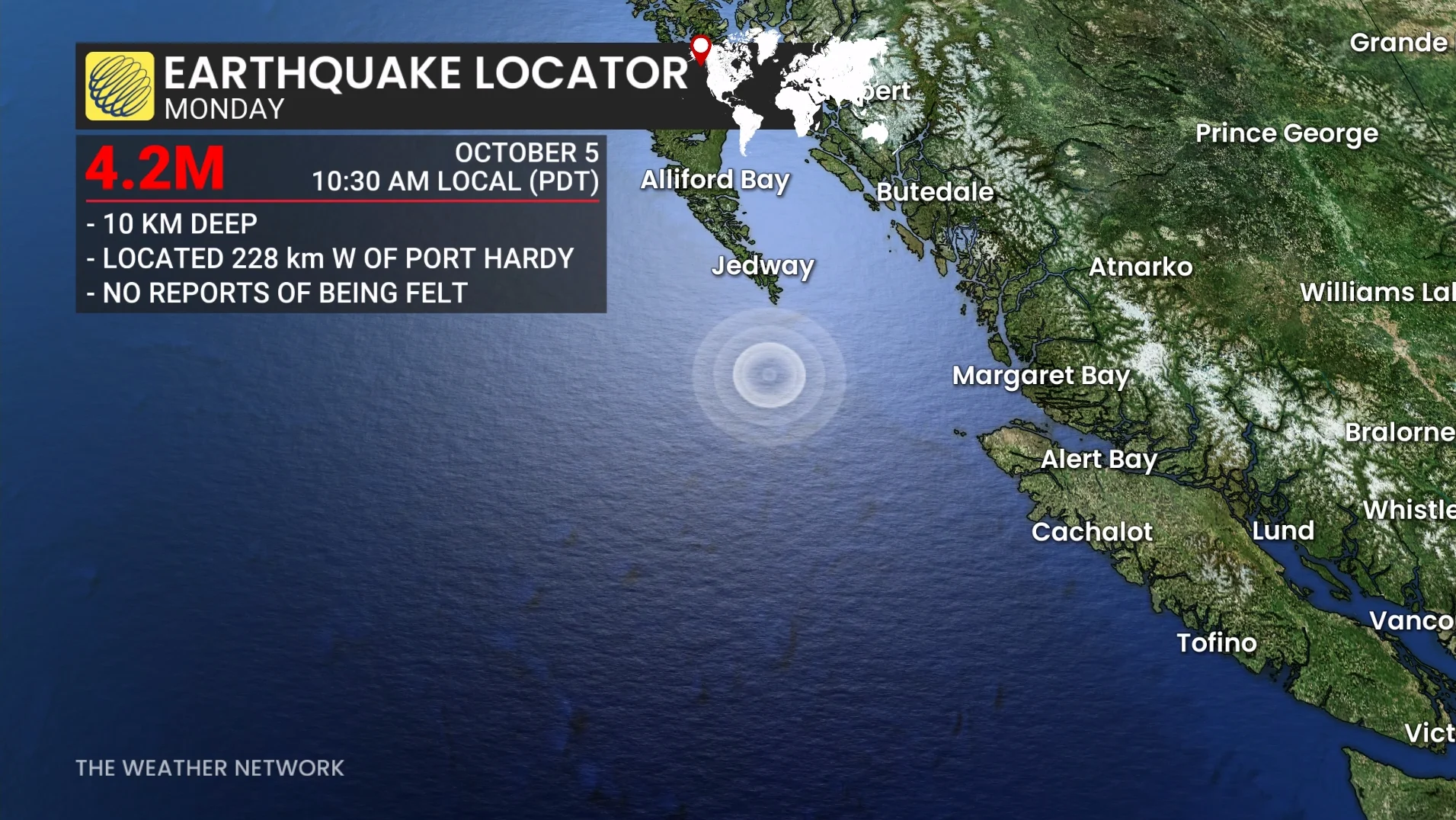 B.C. earthquake Monday, Oct. 5, 2026