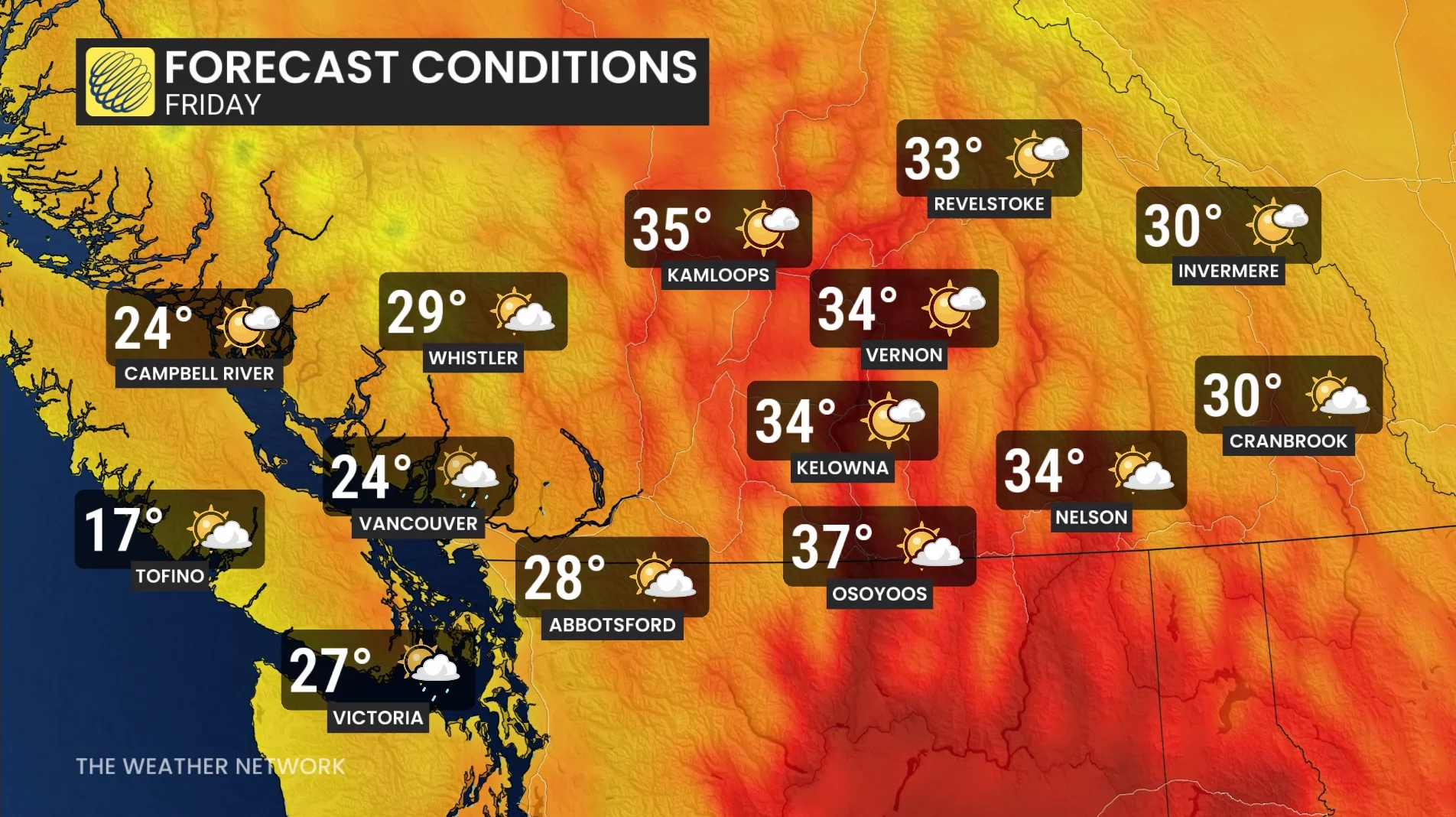 Baron - BC temperatures Friday - Aug 17