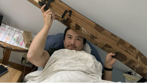 CBC: Backcountry snowboard veteran Tamo Campos holds his battered board up while he recovers in hospital after being swept into trees by an avalanche on Hollyburn Mountain in West Vancouver, B.C., on Jan. 3. (Tamo Campos)