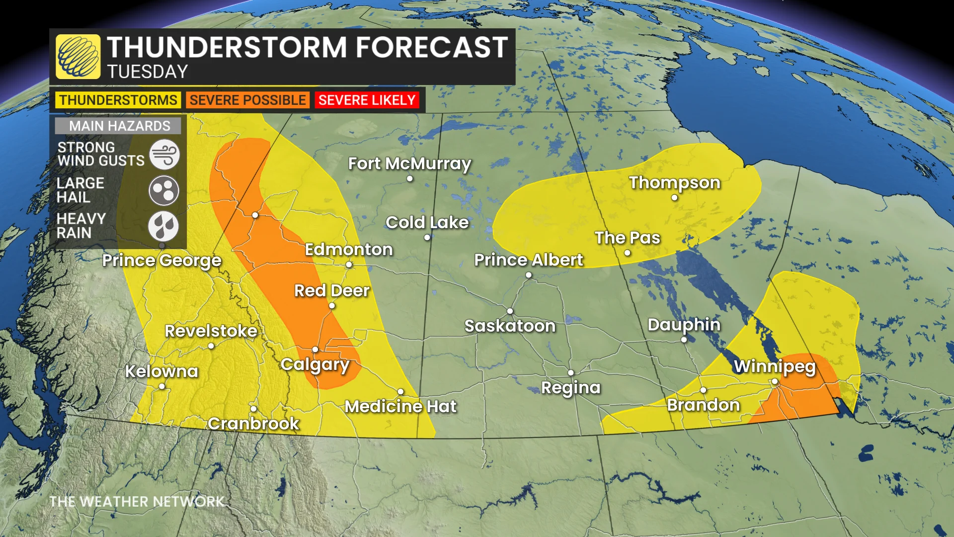 Baron - Tuesday thunderstorm threat Prairies - June 24
