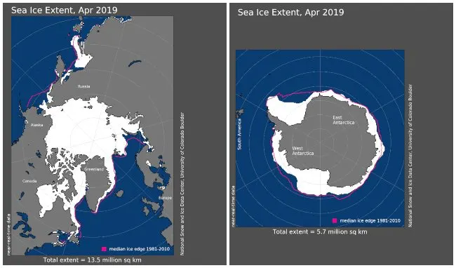 April-2019-Arctic-and-Antarctic-Sea-Ice-Extent-Maps
