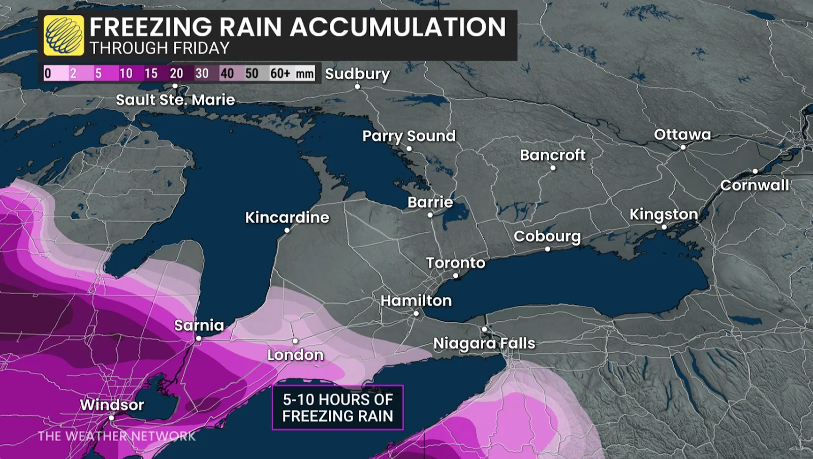 Ontario, Freezing, Rain, Ice, Snow, Cold, December 24, 2025. (The Weather Network/Kelly Sonnenburg)