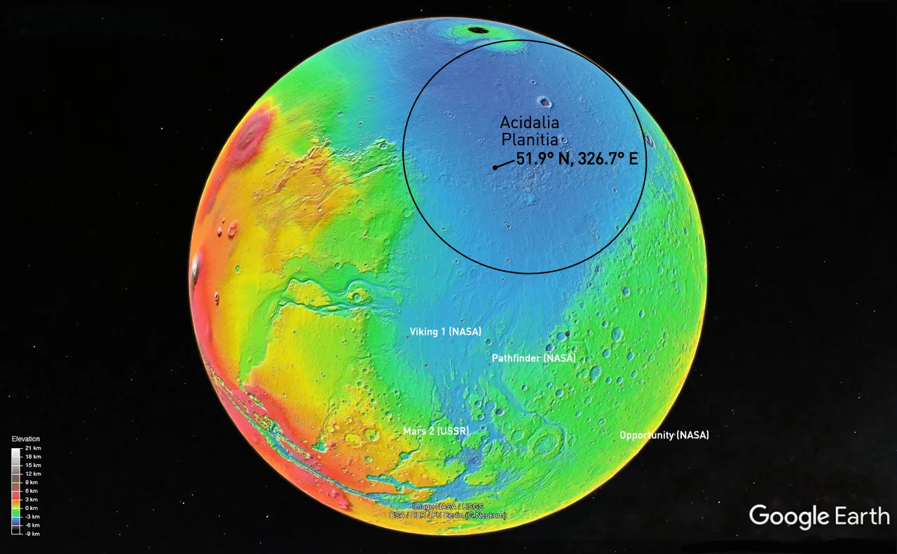 Treering-Crater-Mars-Location-MOLA-NASA-Google