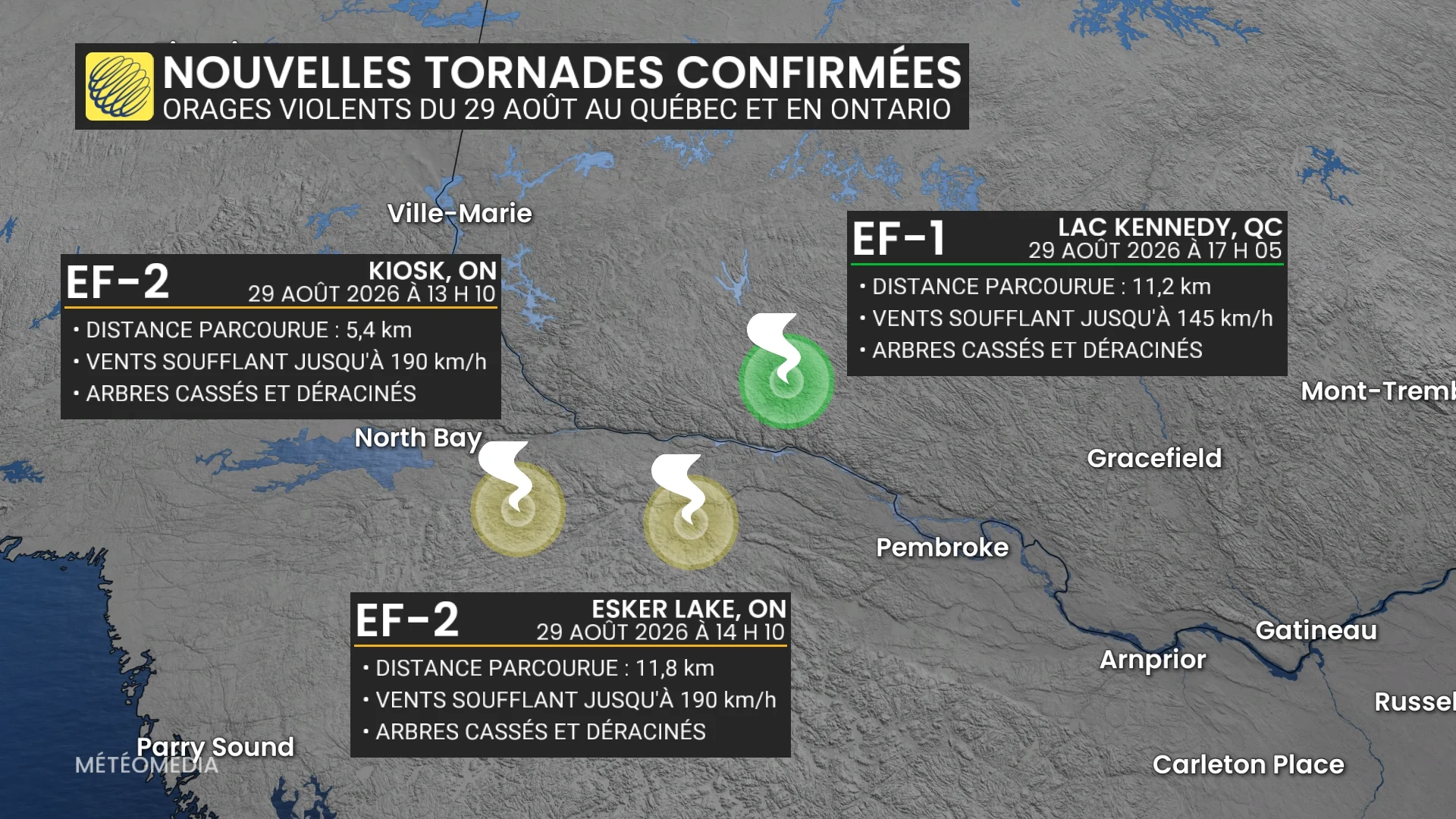 Des vents jusqu’à 190 km/h : trois autres tornades confirmées