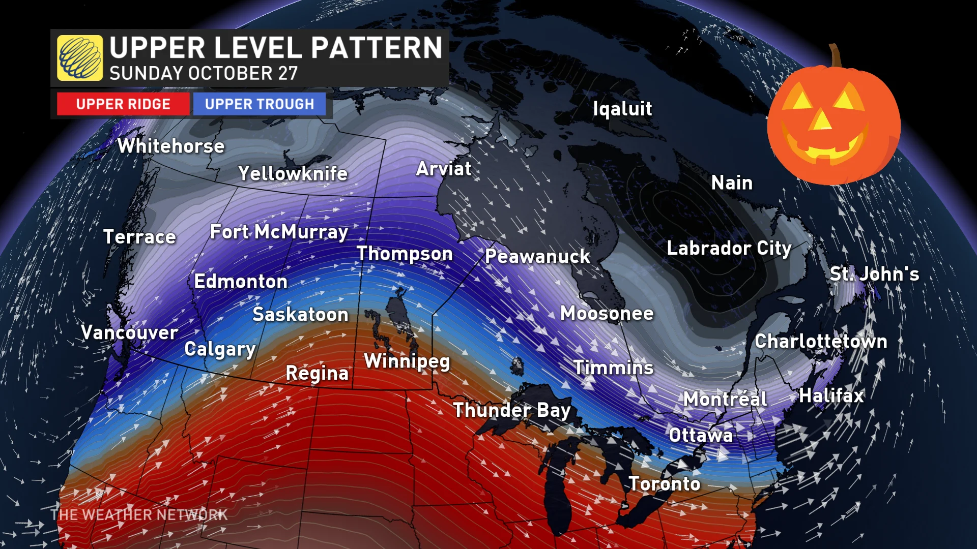 Sunday, Oct. 27 upper-level pattern in Canada