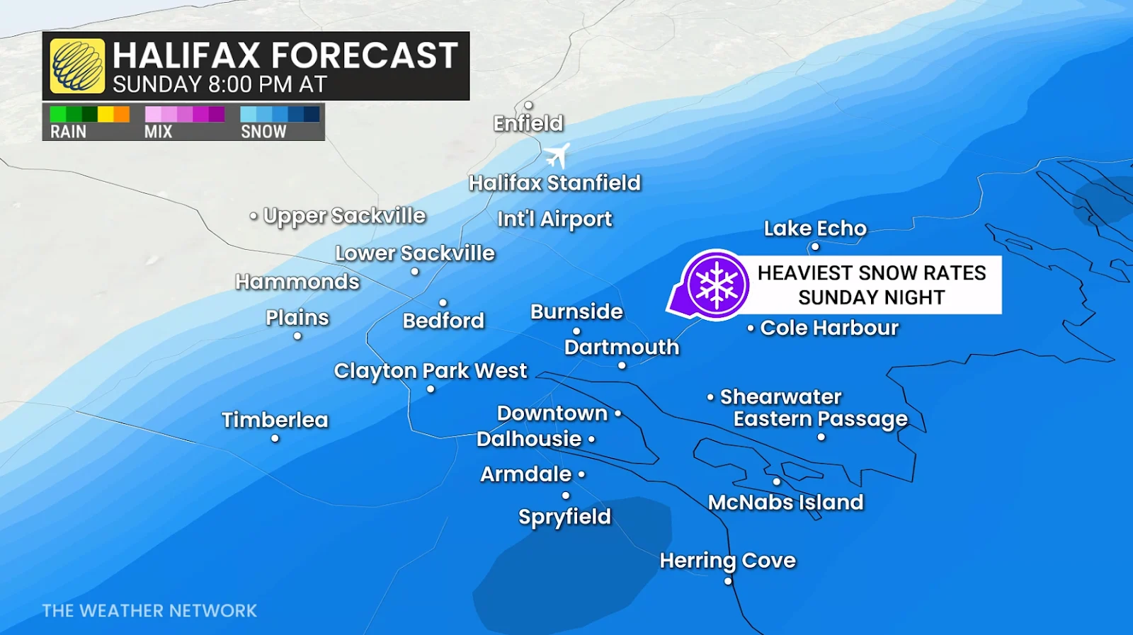 Halifax Precipitation Forecast Sunday Night