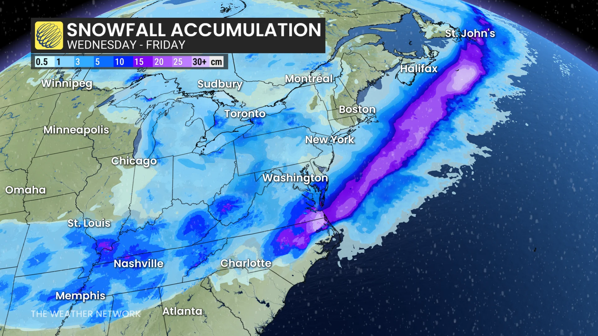 Virginia to Canada Snowfall Accumulations