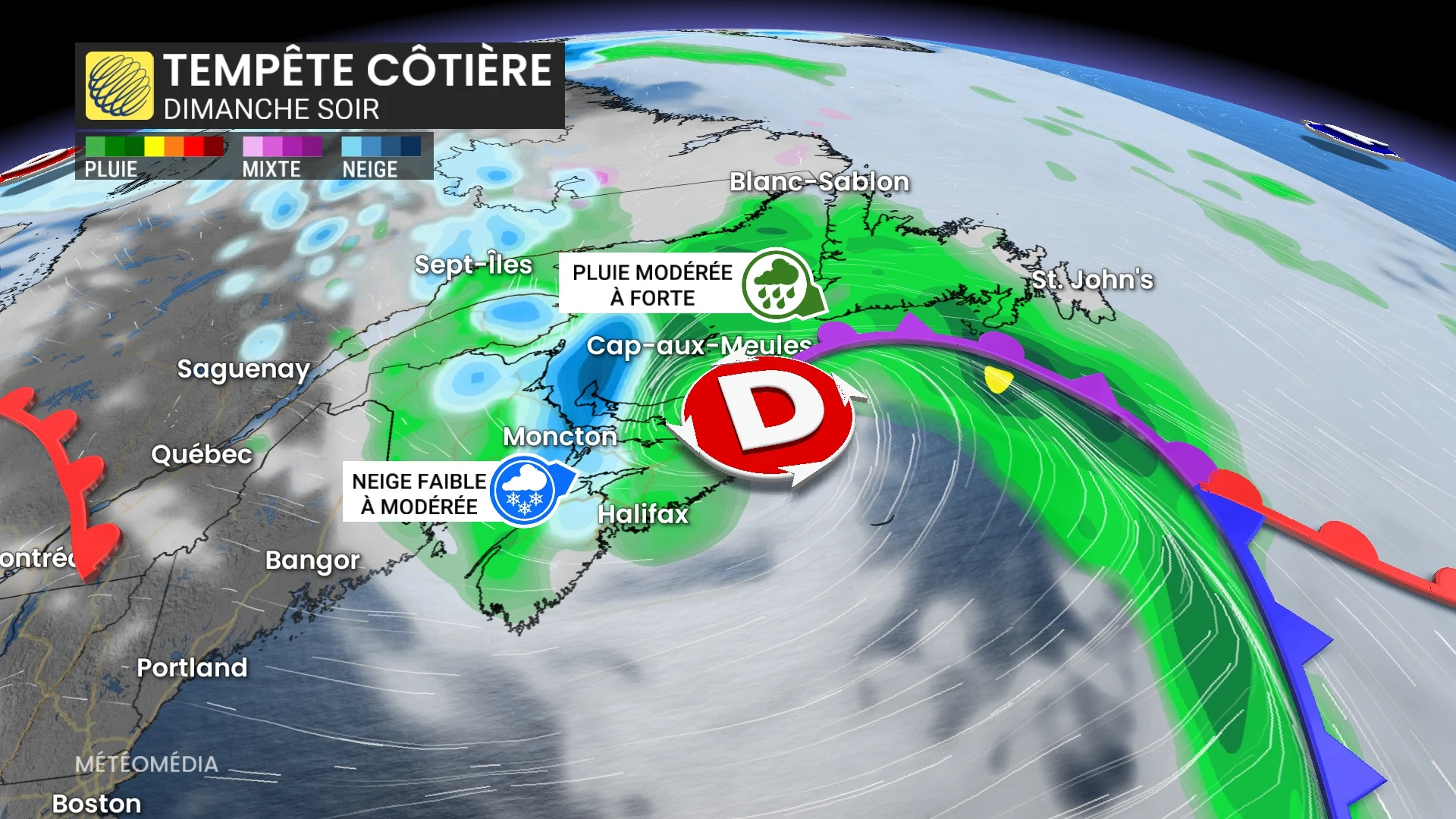 Forte tempête côtière aux portes du Québec dimanche
