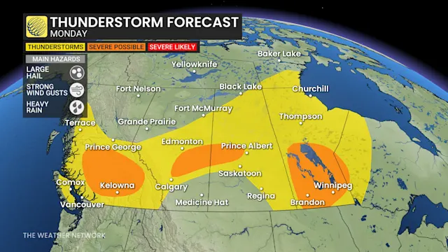 Thunderstorms and rain across the Prairies, as Alberta faces rare ...