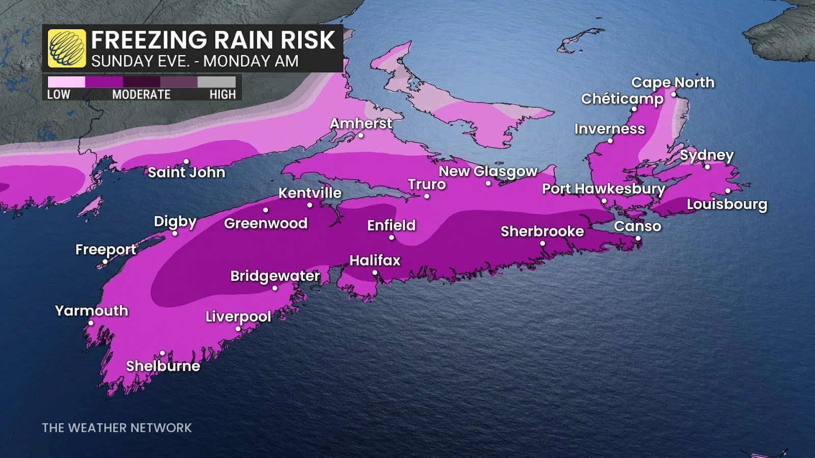 Nova Scotia freezing rain risk on Sunday - Feb. 16, 2025