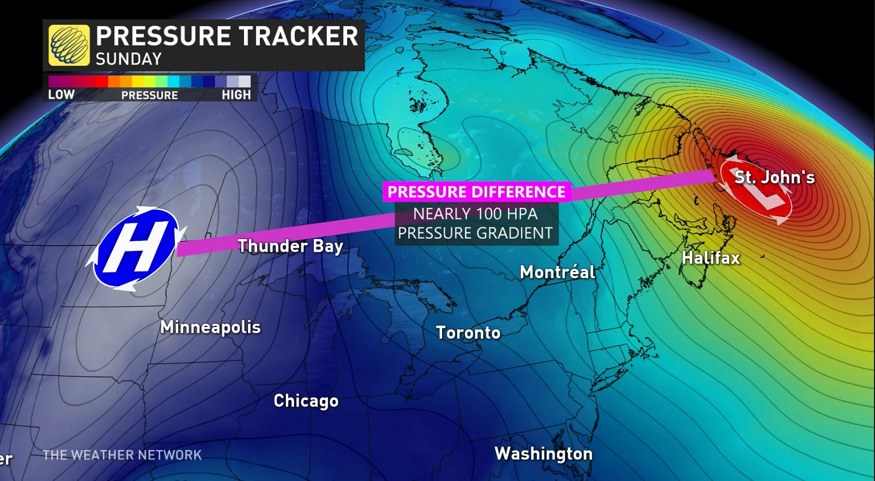 Ontario pressure tracker Sunday