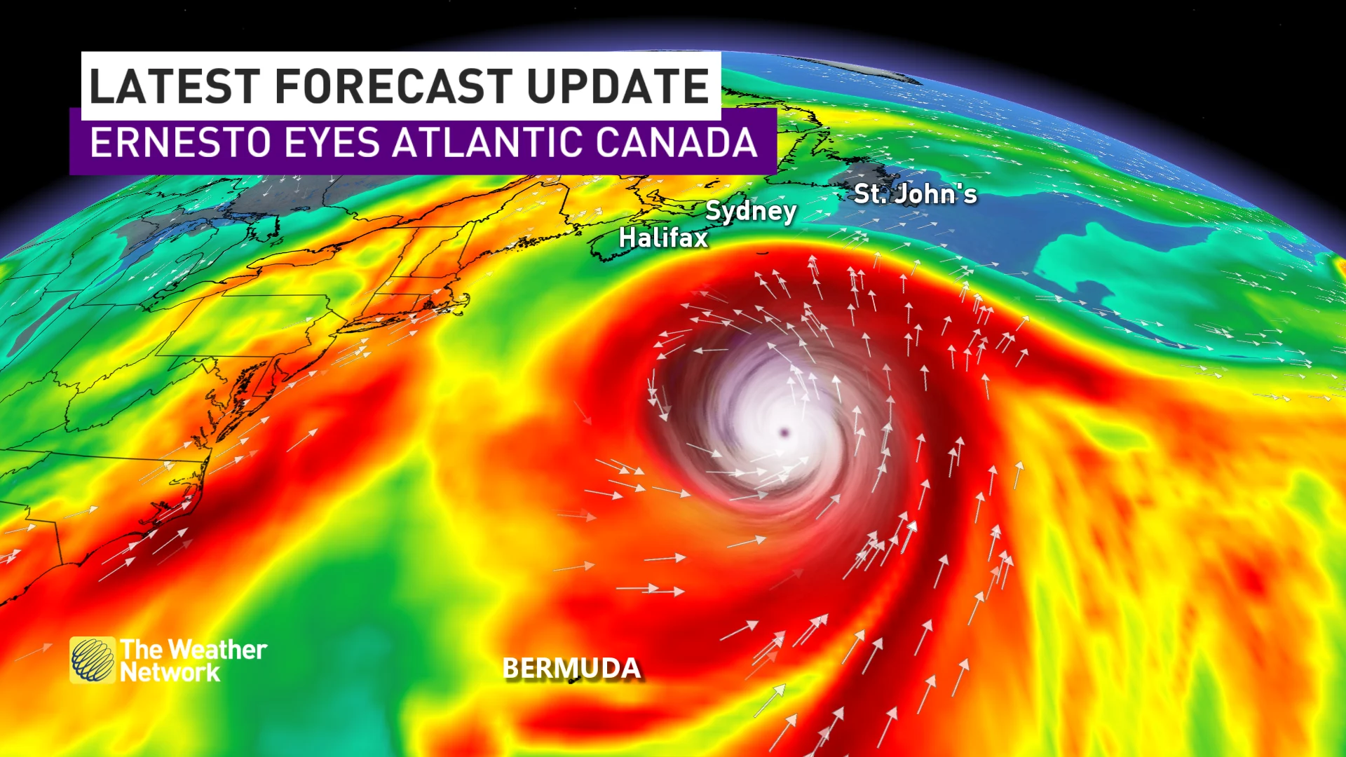 Latest forecast update for Ernesto/Atlantic Canada 