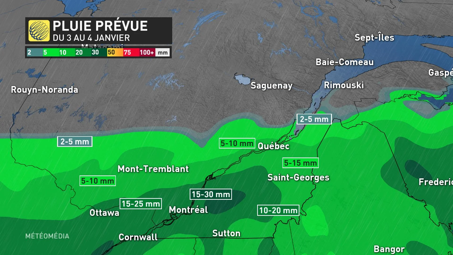 Système Québec - pluie prévue