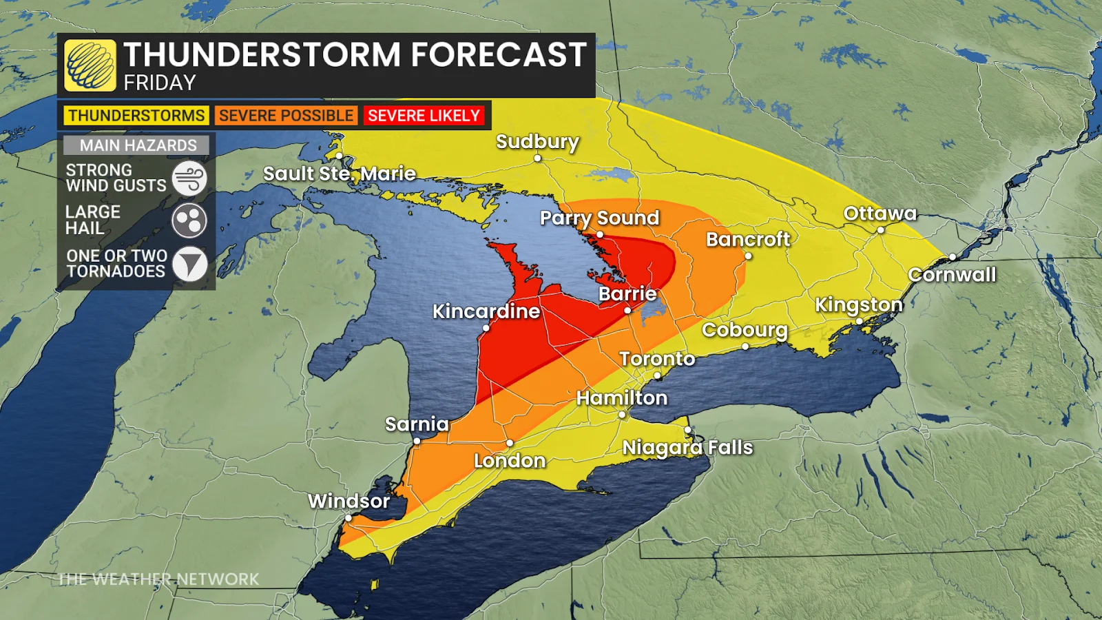 Ontario Friday severe thunderstorm risk - June 27, 2025