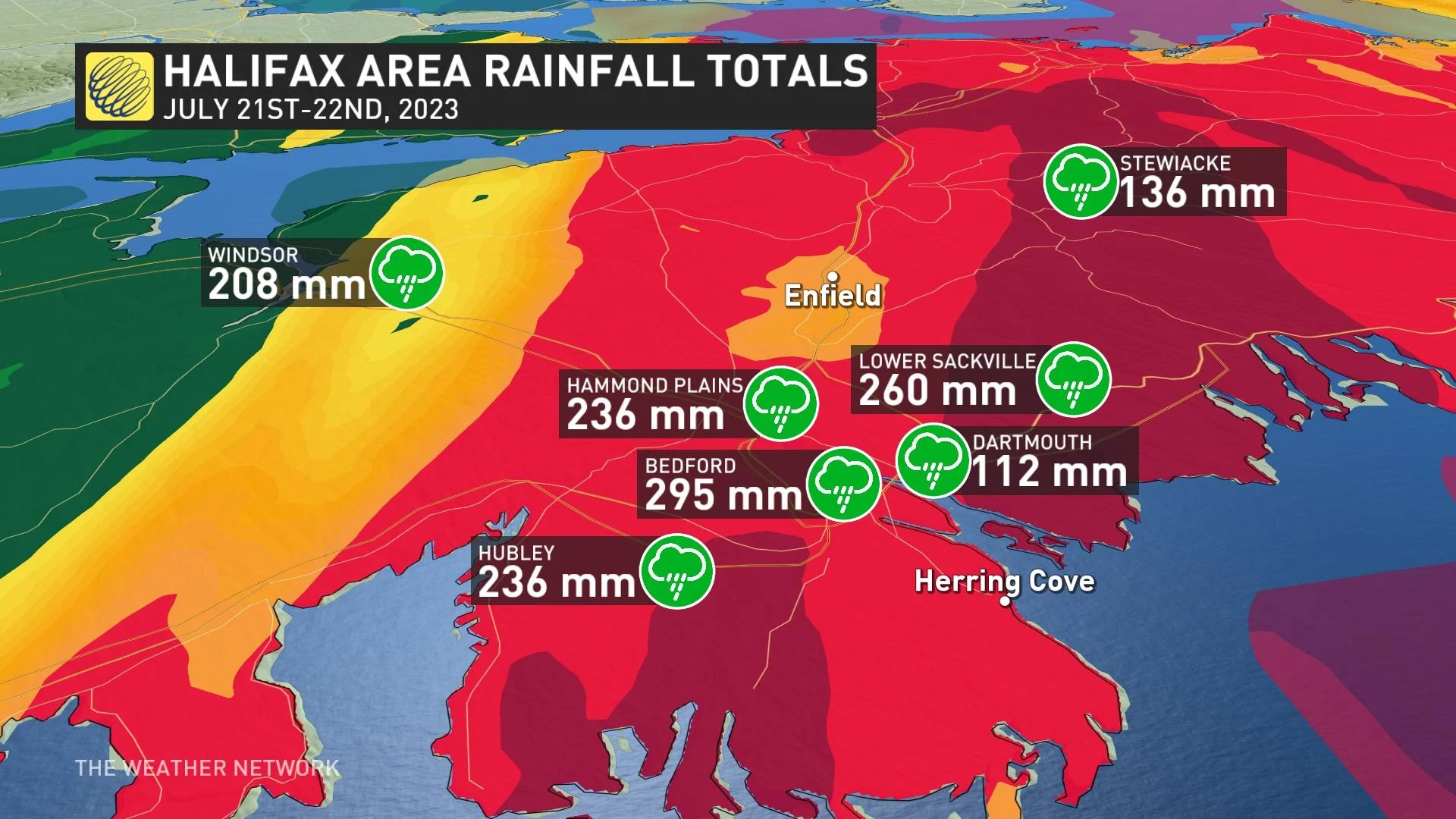 Halifax Nova Scotia Rainfall Totals July 21-22 2023