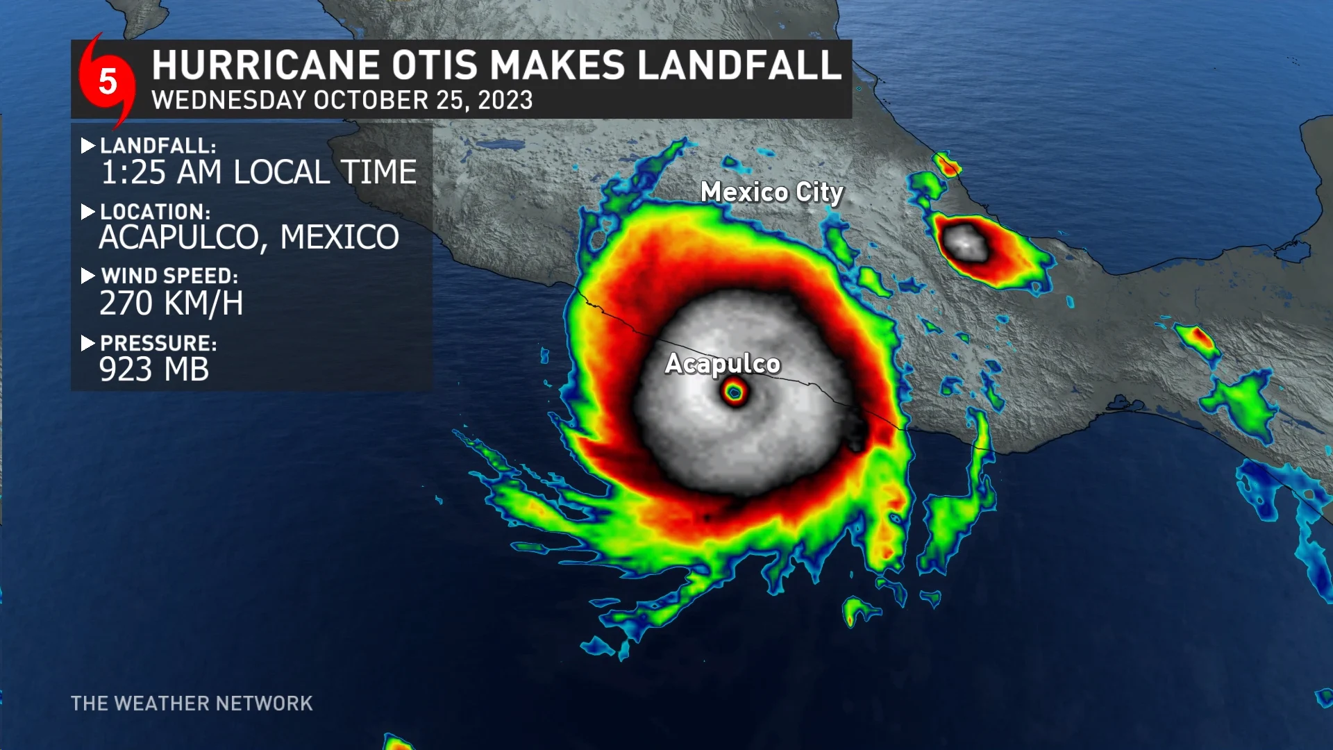 Hurricane Otis Cat. 5 landfall Oct. 25, 2023