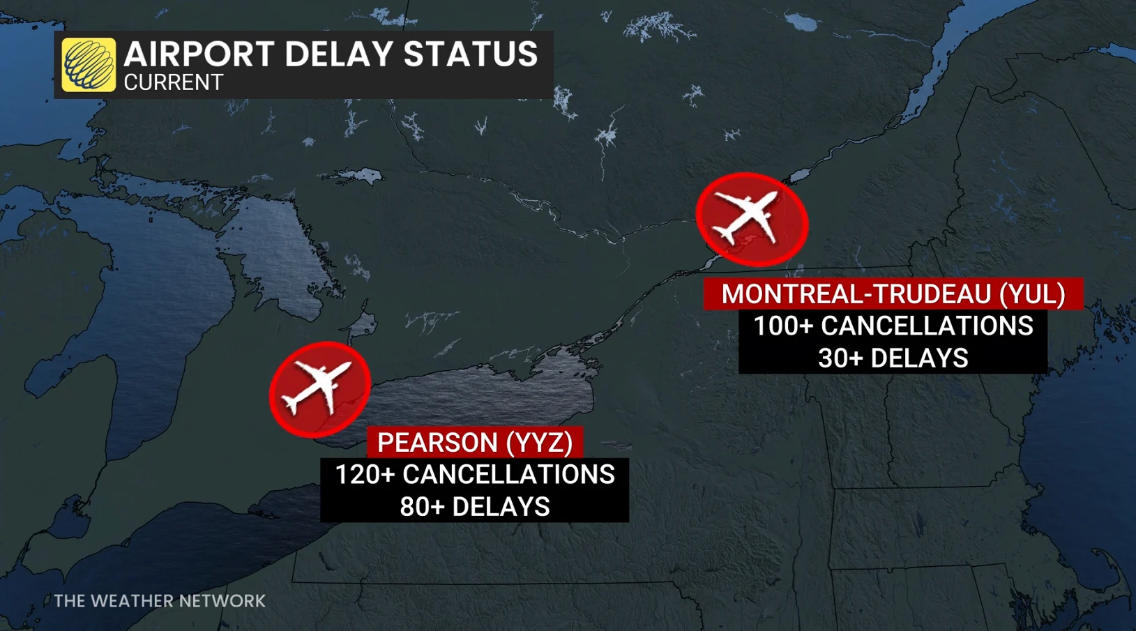 Ontario and Quebec airport delays Thursday - Feb. 13, 2025