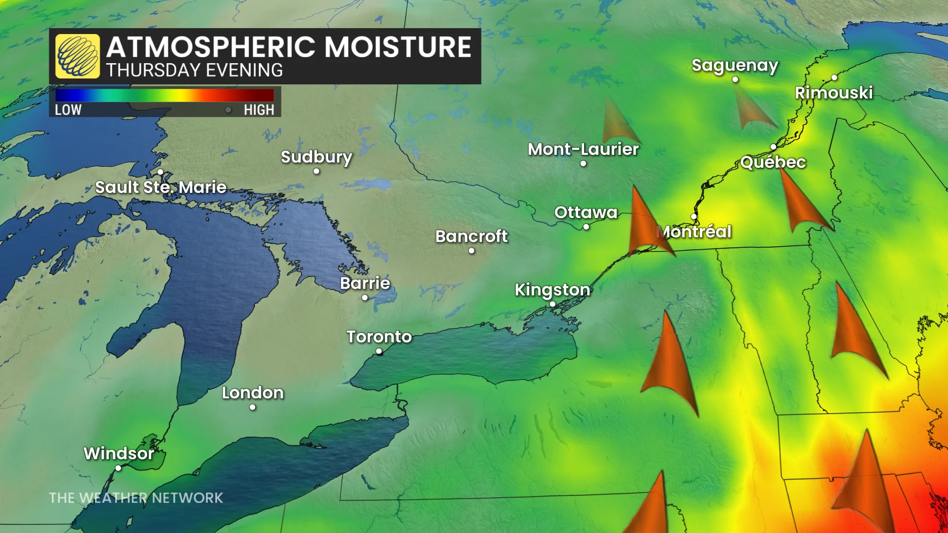 Baron - Ontario atmospheric moisture Thursday evening - July10