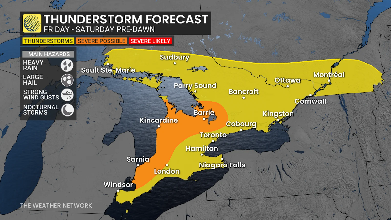 Ontario storm risk Friday