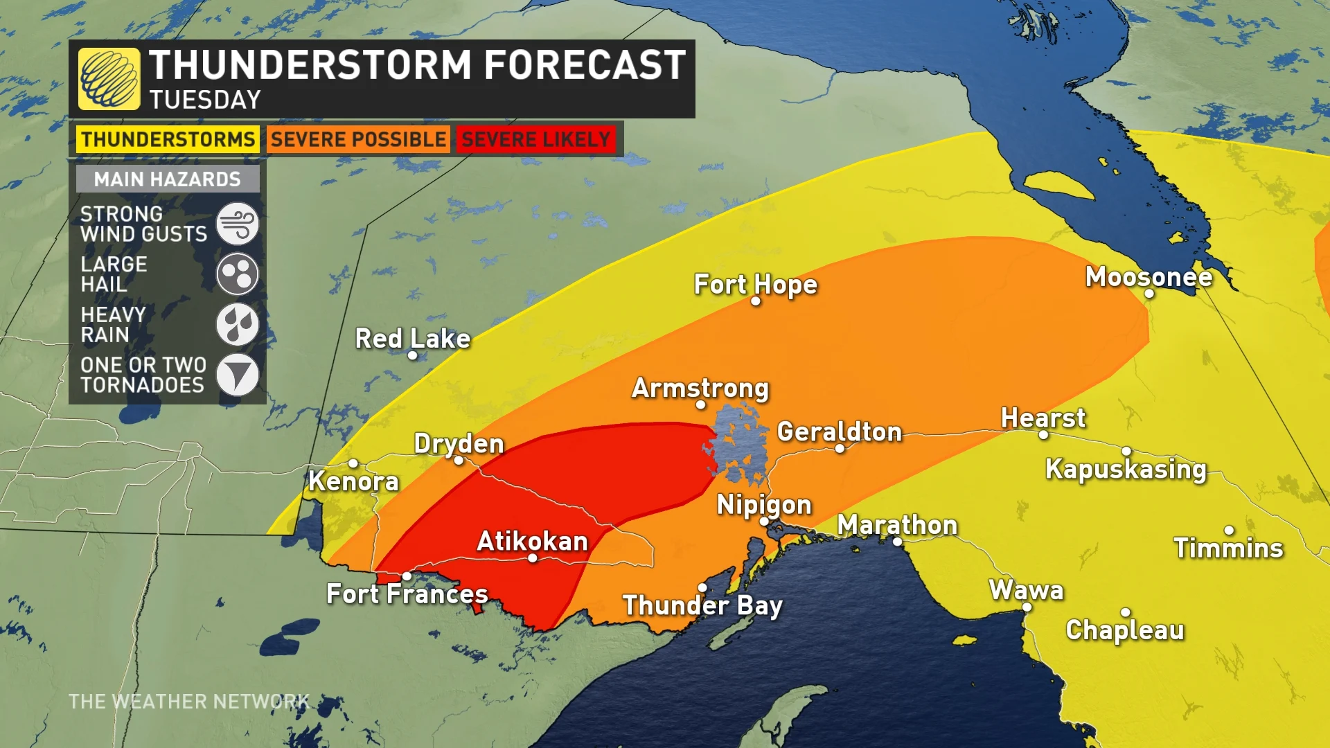 Baron - NW Ont severe storm risk Tuesday - June 18