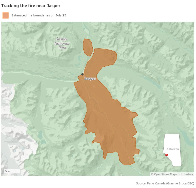 CBC - Tracking the fire near Jasper